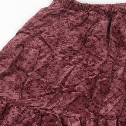 Zara Girls Pink Floral Cotton A-Line Skirt Size 13-14 Years Regular Pull On