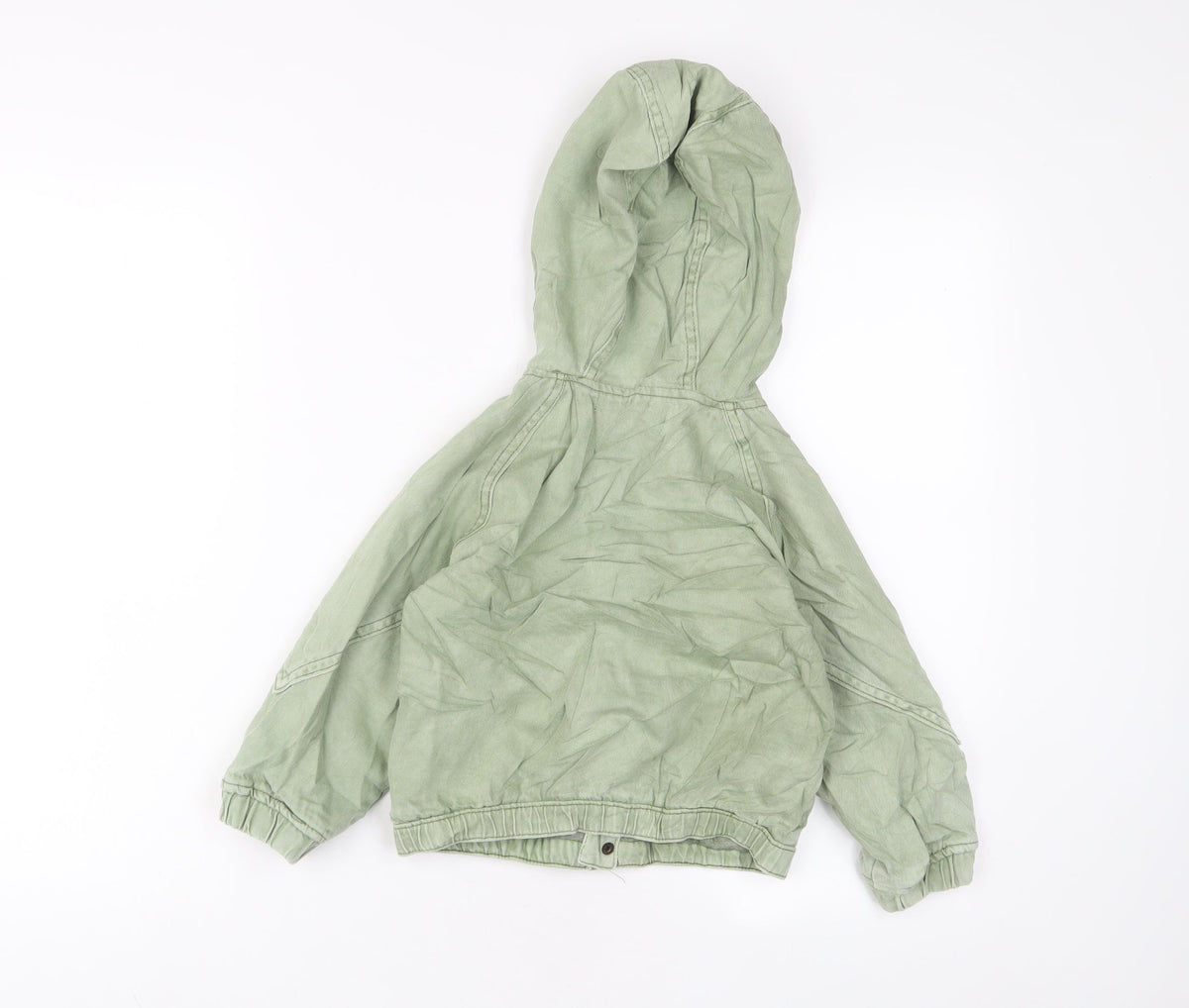 Back view of Zara boys’ green basic jacket jacket, size 3-4, years snap