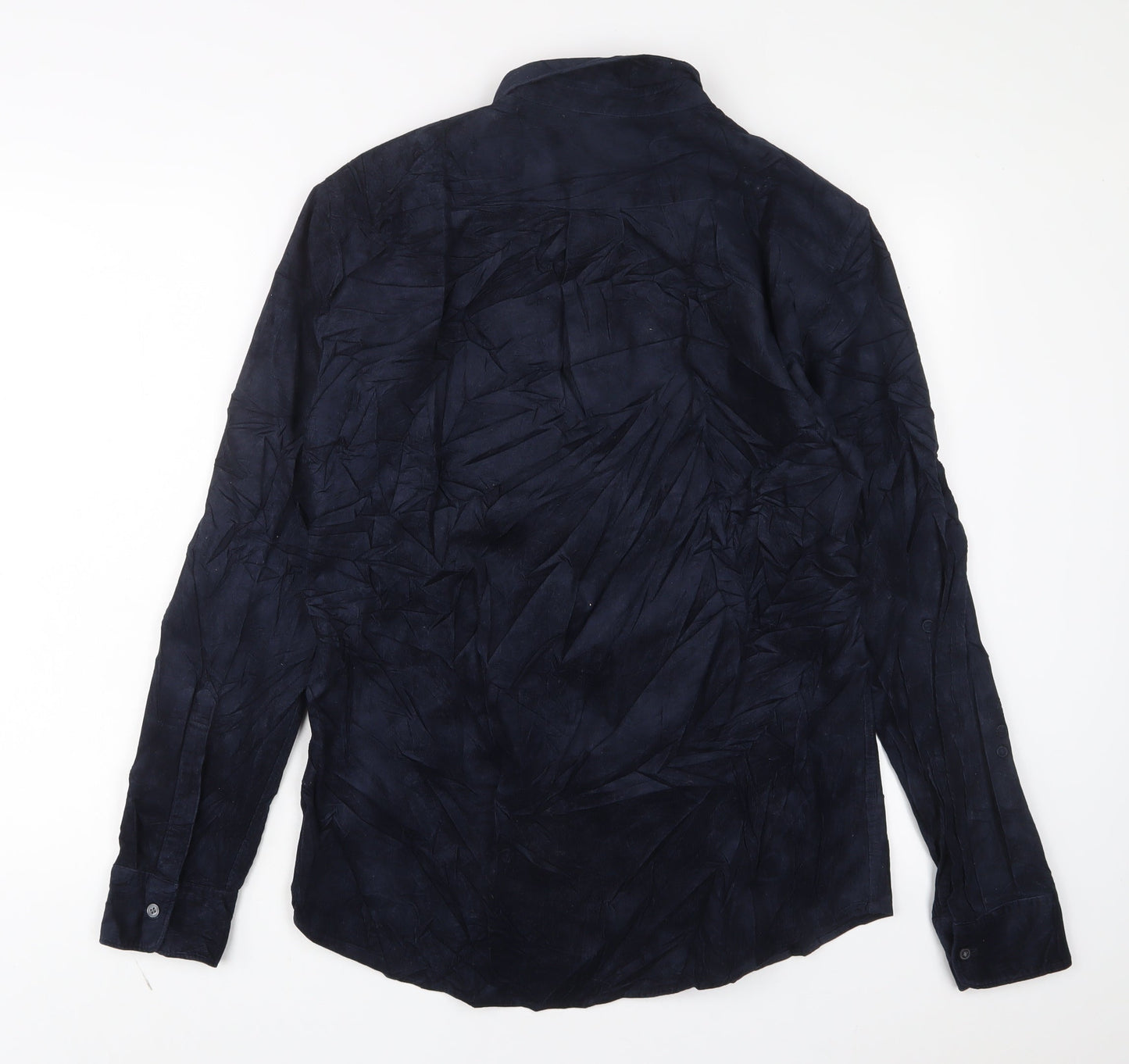 H&M Mens Blue Cotton Button-Up Size M Collared Button