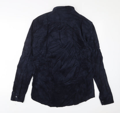 H&M Mens Blue Cotton Button-Up Size M Collared Button