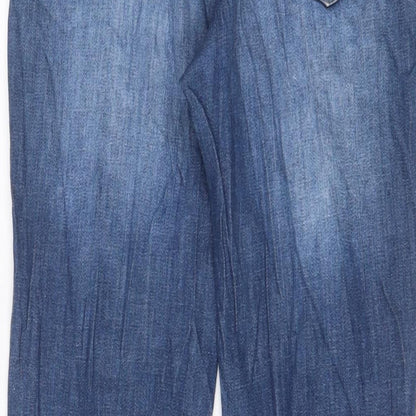 F&F Womens Blue Cotton Straight Jeans Size 10 L28 in Regular Zip