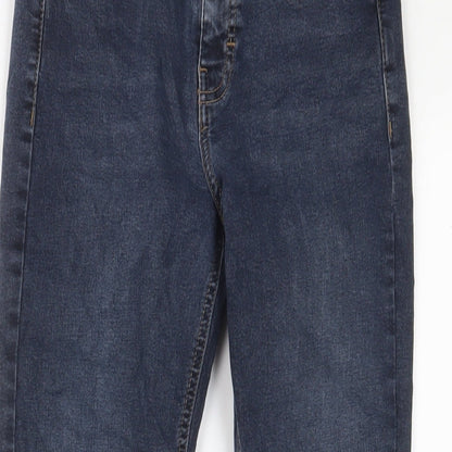 Topshop Womens Blue Cotton Skinny Jeans Size 28 in L30 in Regular Zip