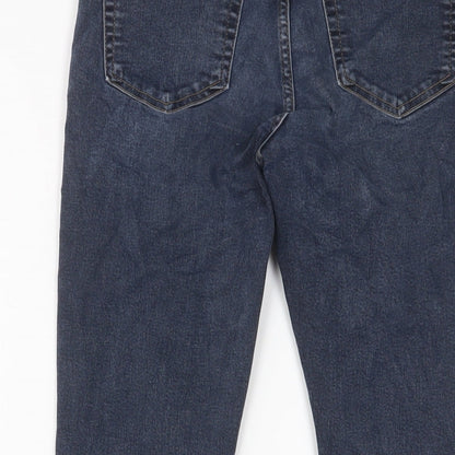 Topshop Womens Blue Cotton Skinny Jeans Size 28 in L30 in Regular Zip