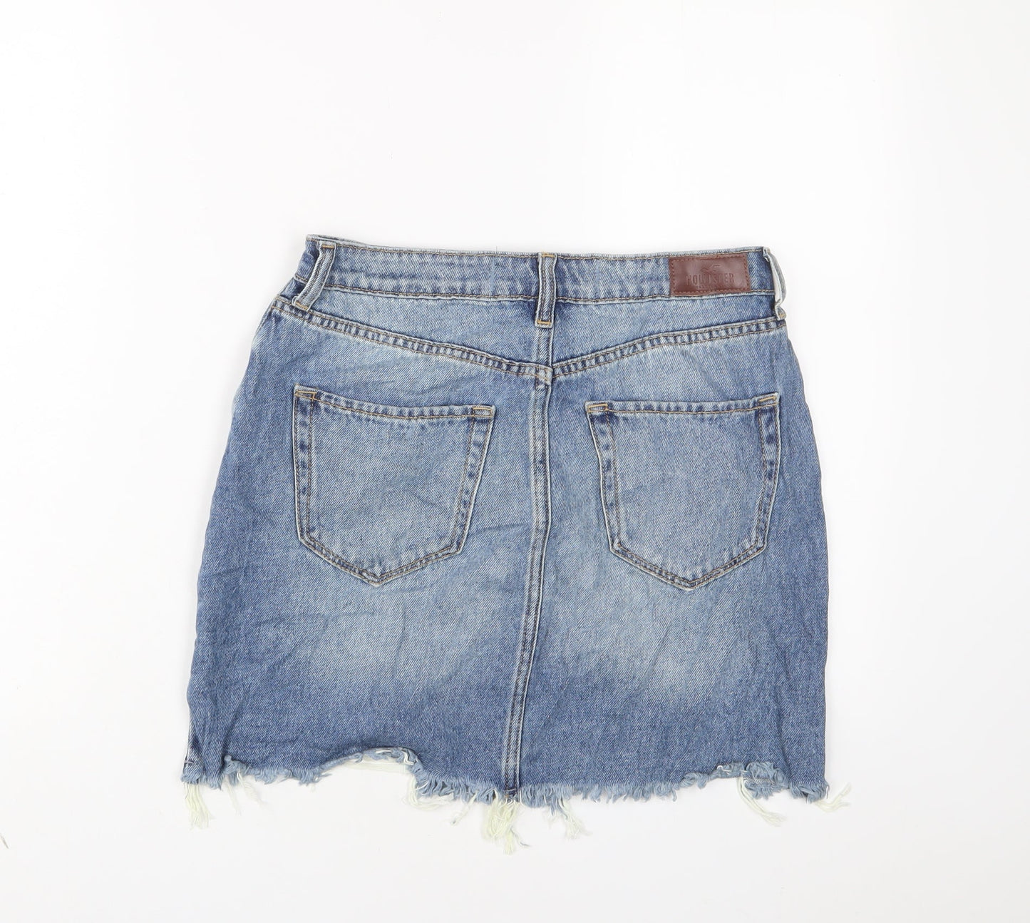 Hollister Womens Blue Cotton A-Line Skirt Size 28 in Zip - Distressed