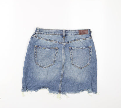 Hollister Womens Blue Cotton A-Line Skirt Size 28 in Zip - Distressed