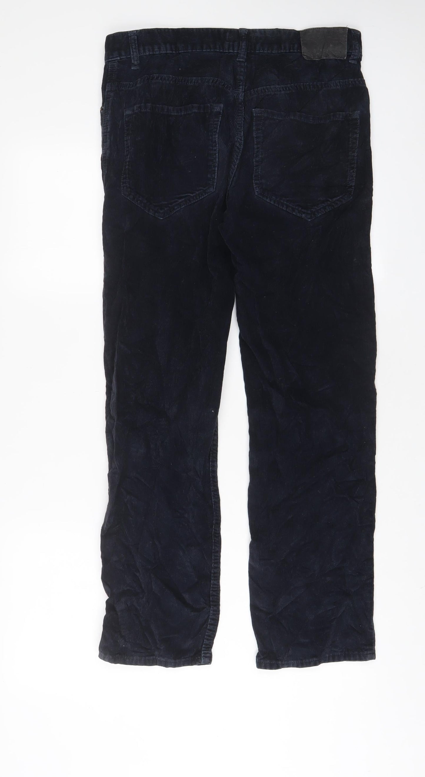 F&F Mens Blue Cotton Trousers Size 30 in L30 in Regular Zip