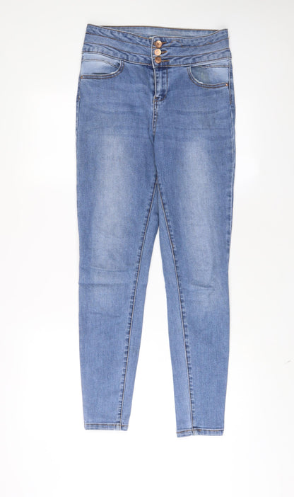 Denim & Co. Womens Blue Cotton Skinny Jeans Size 12 L30 in Regular Zip