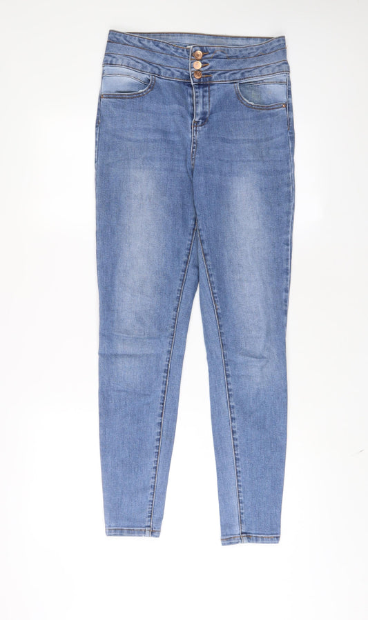 Denim & Co. Womens Blue Cotton Skinny Jeans Size 12 L30 in Regular Zip