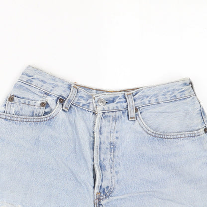 Levi's Womens Blue Cotton Basic Shorts Size 24 in Regular Zip - Distressed