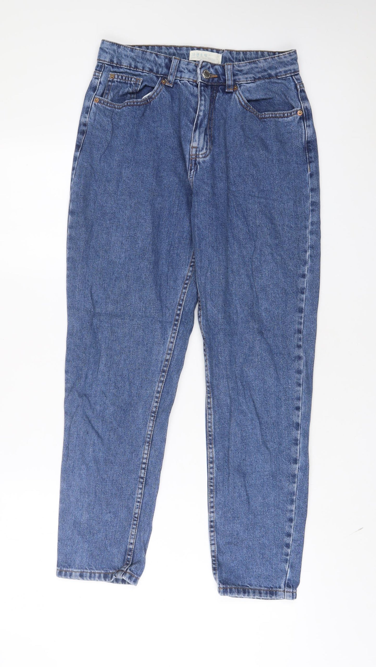 Denim & Co. Womens Blue Cotton Straight Jeans Size 10 L27 in Regular Zip