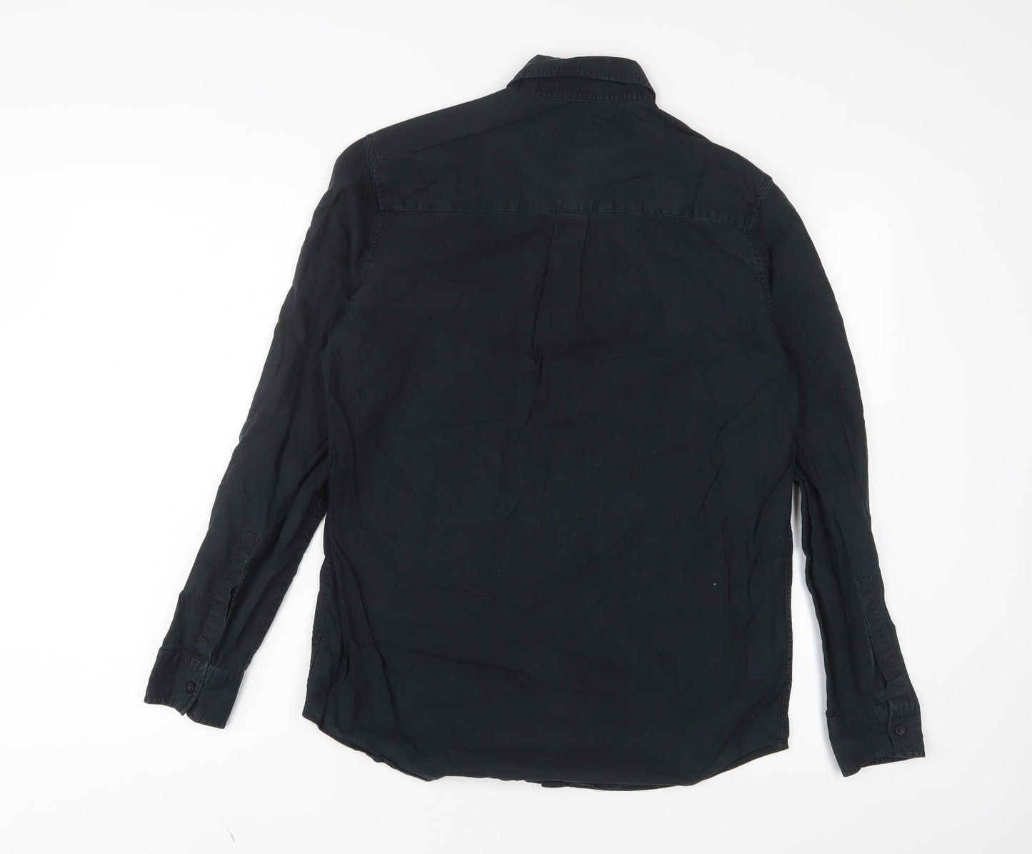 Topman Mens Black Cotton Button-Up Size S Collared Button