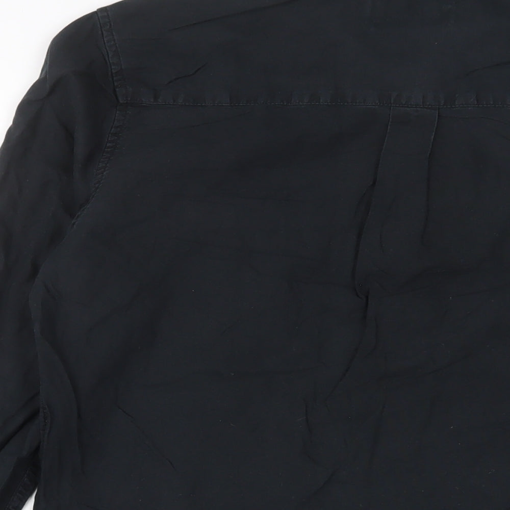 Topman Mens Black Cotton Button-Up Size S Collared Button