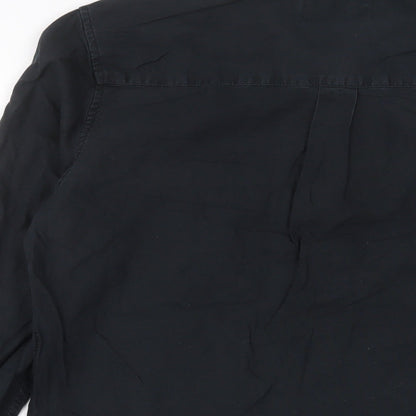 Topman Mens Black Cotton Button-Up Size S Collared Button