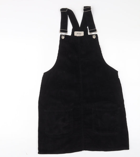 Denim & Co. Womens Blue Cotton Pinafore/Dungaree Dress Size 12 Square Neck Button