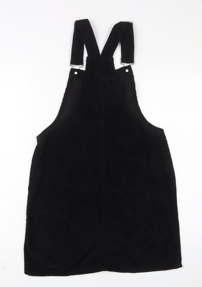 Denim & Co. Womens Blue Cotton Pinafore/Dungaree Dress Size 12 Square Neck Button