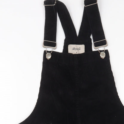 Denim & Co. Womens Blue Cotton Pinafore/Dungaree Dress Size 12 Square Neck Button
