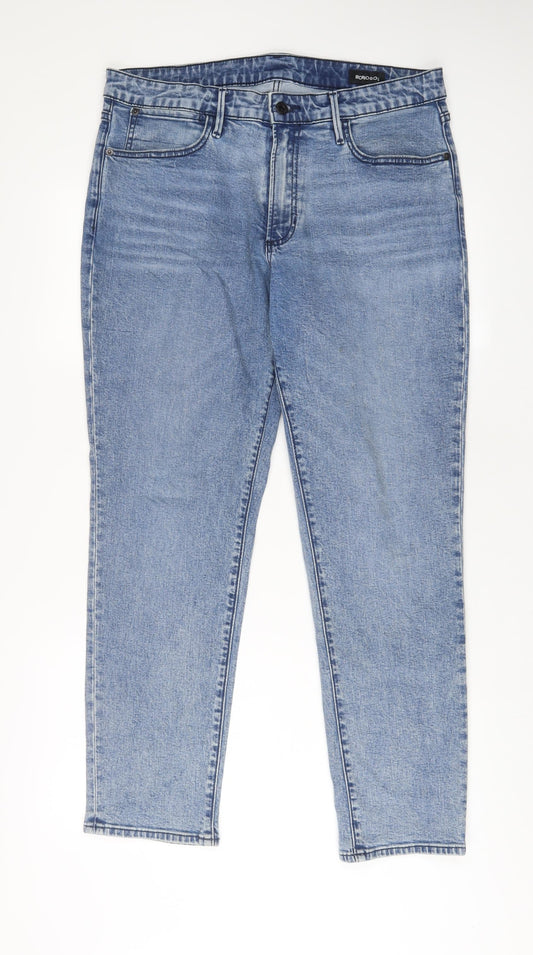 Bonobos Mens Blue Cotton Straight Jeans Size 34 in L30 in Regular Zip