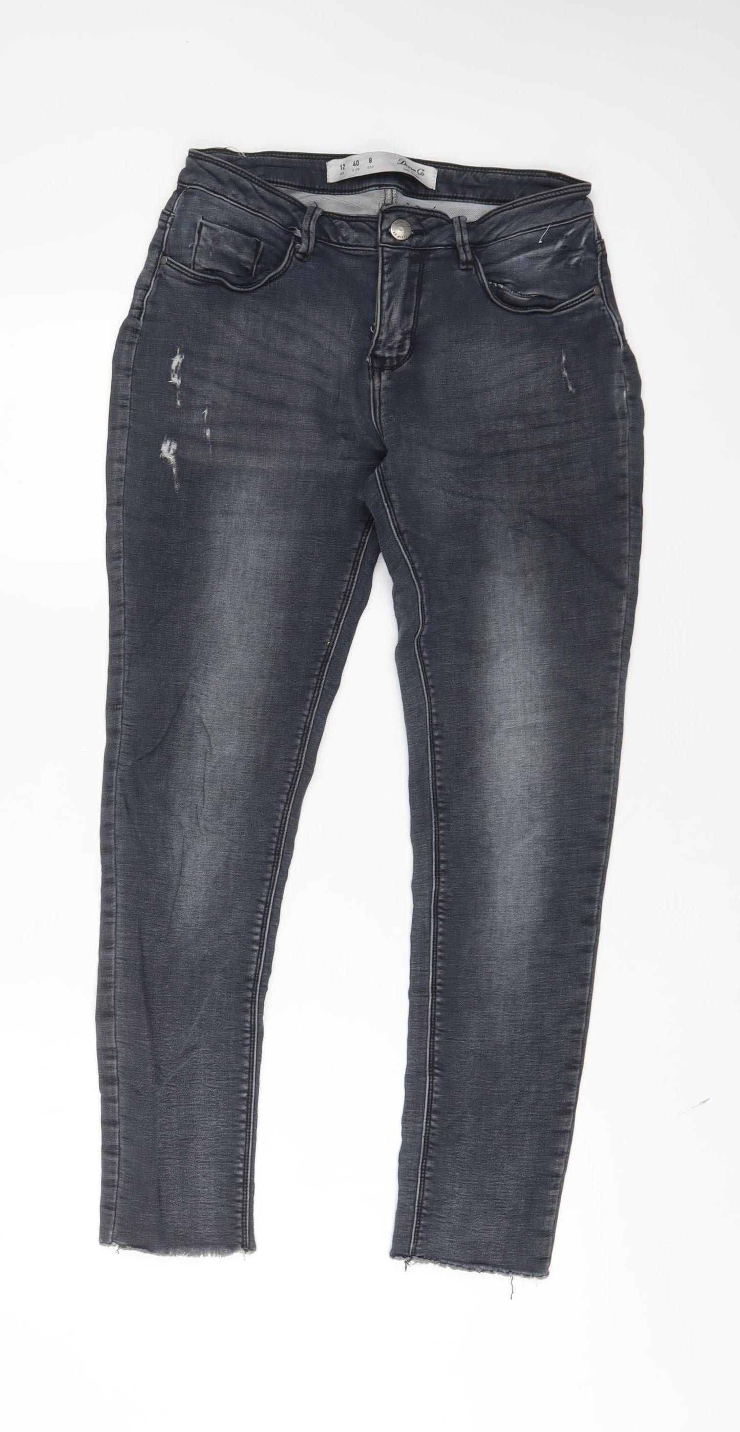 Denim & Co. Womens Grey Cotton Skinny Jeans Size 12 L27 in Regular Zip