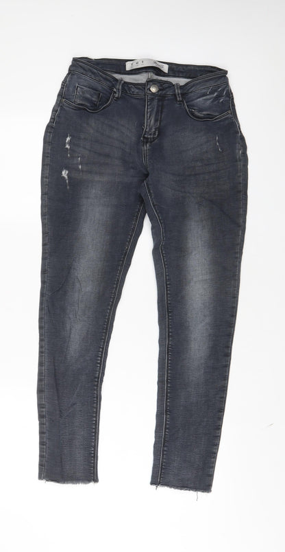 Denim & Co. Womens Grey Cotton Skinny Jeans Size 12 L27 in Regular Zip