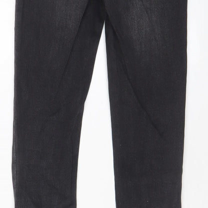 New Look Girls Grey Cotton Skinny Jeans Size 11 Years L27 in Regular Zip - Distressed