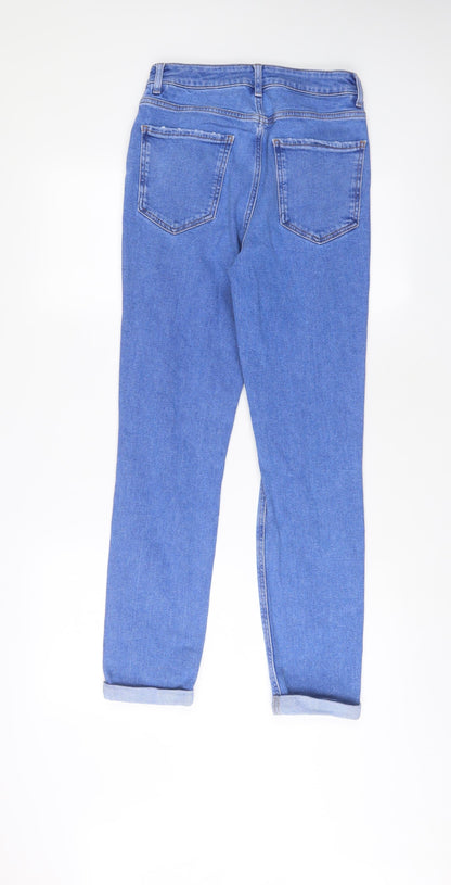 New Look Girls Blue Cotton Straight Jeans Size 14 Years L28 in Regular Zip - Distressed, Mom Style
