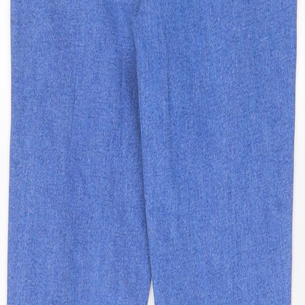 New Look Girls Blue Cotton Straight Jeans Size 14 Years L28 in Regular Zip - Distressed, Mom Style