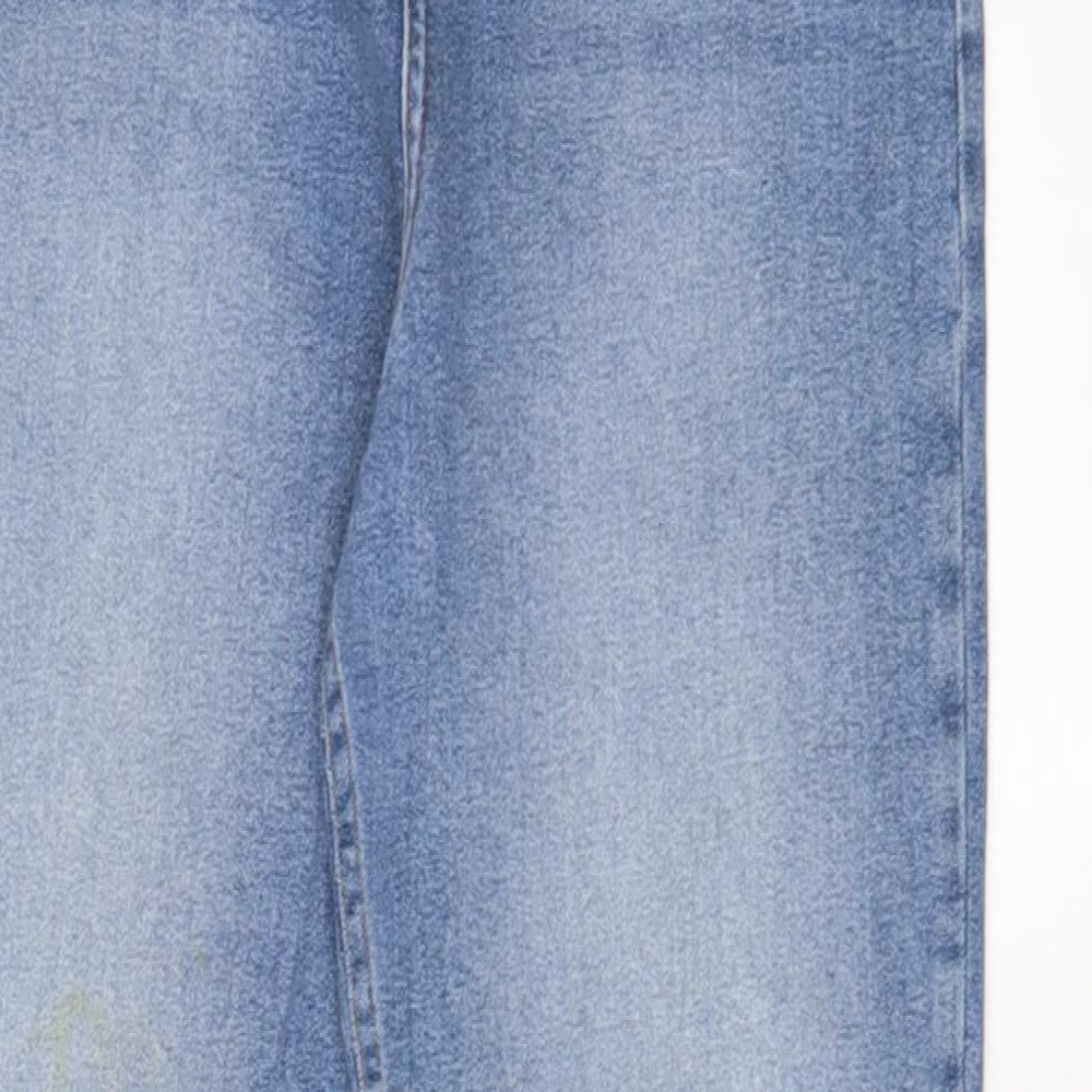 Miss Selfridge Womens Blue Cotton Straight Jeans Size 12 L28 in Regular Zip