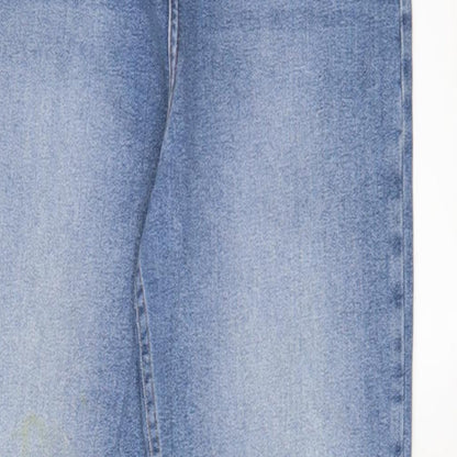 Miss Selfridge Womens Blue Cotton Straight Jeans Size 12 L28 in Regular Zip