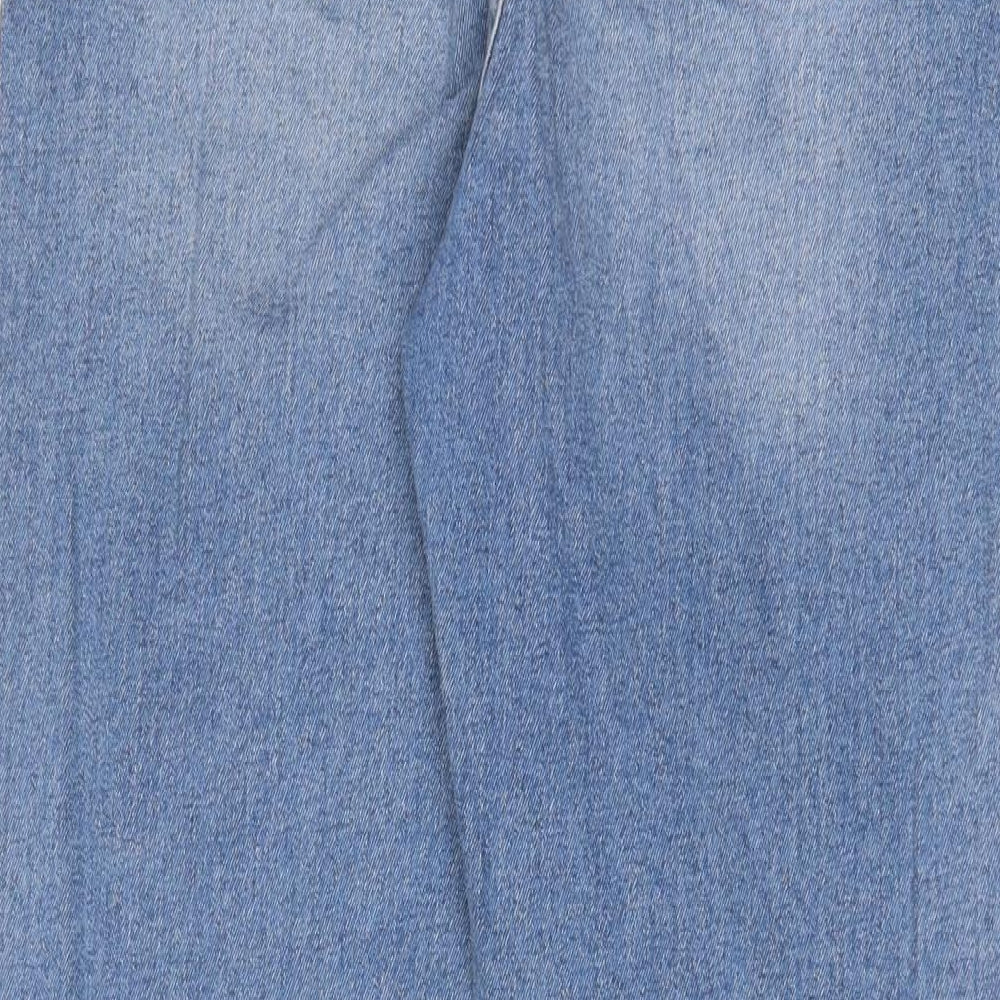Miss Selfridge Womens Blue Cotton Straight Jeans Size 12 L28 in Regular Zip