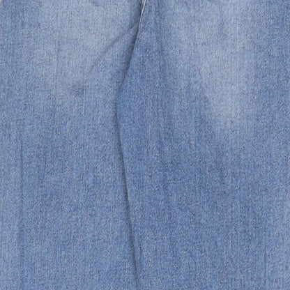 Miss Selfridge Womens Blue Cotton Straight Jeans Size 12 L28 in Regular Zip