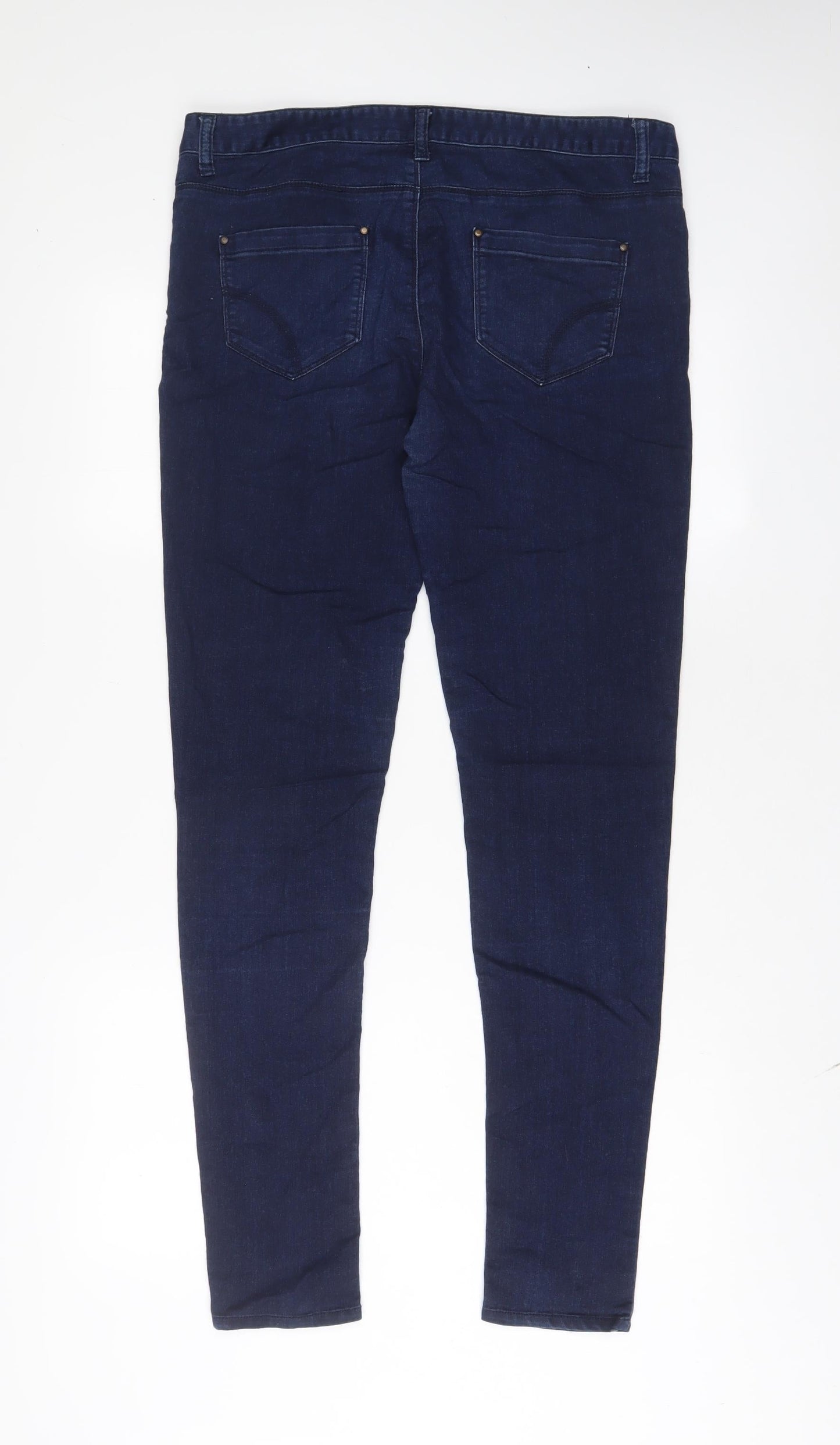 Denim & Co. Womens Blue Cotton Skinny Jeans Size 14 L34 in Regular Zip