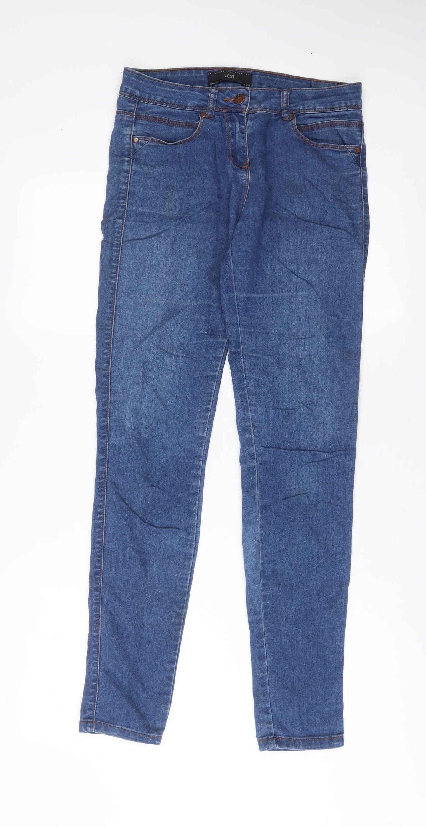 Womens UK Size 10 Crafted Regular Fit Skinny Blue Jeans