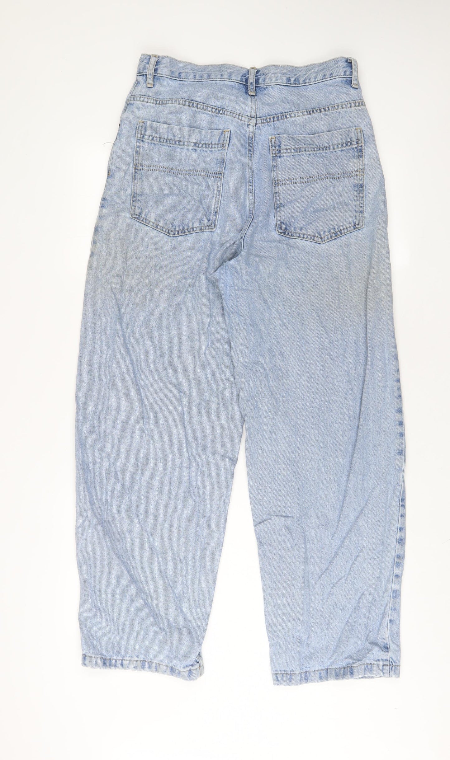 Topshop Womens Blue Cotton Wide-Leg Jeans Size 30 in L30 in Regular Zip