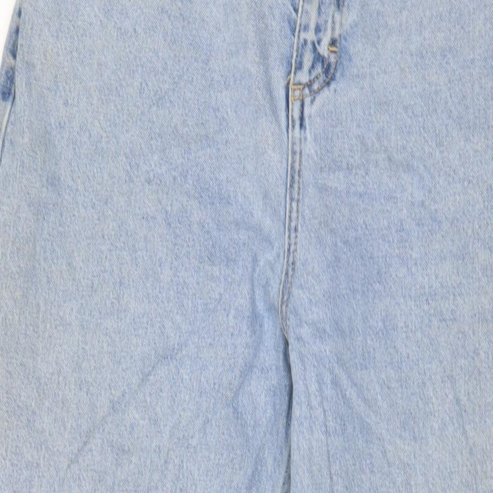 Topshop Womens Blue Cotton Wide-Leg Jeans Size 30 in L30 in Regular Zip