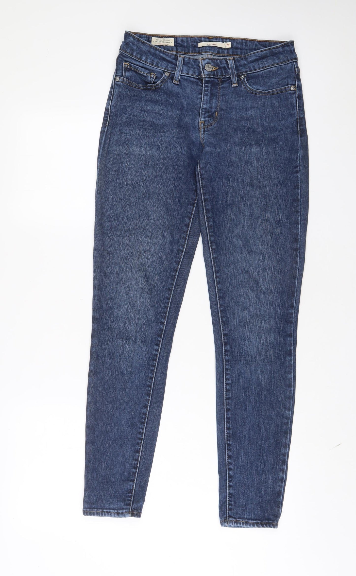 Levi's Womens Blue Cotton Skinny Jeans Size 26 in L30 in Regular Zip