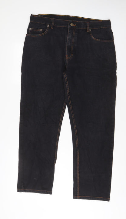STEALTH Womens Black Cotton Straight Jeans Size 36 in L29 in Regular Zip - Short Leg