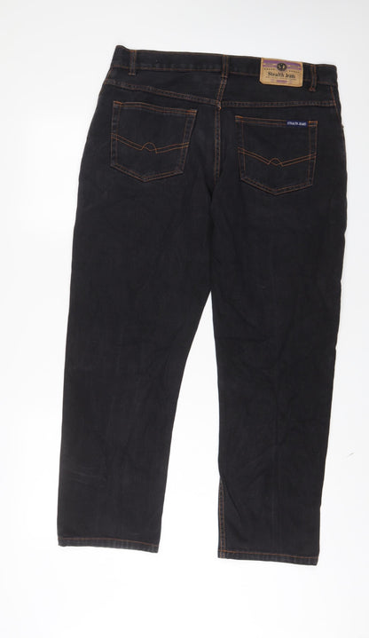 STEALTH Womens Black Cotton Straight Jeans Size 36 in L29 in Regular Zip - Short Leg