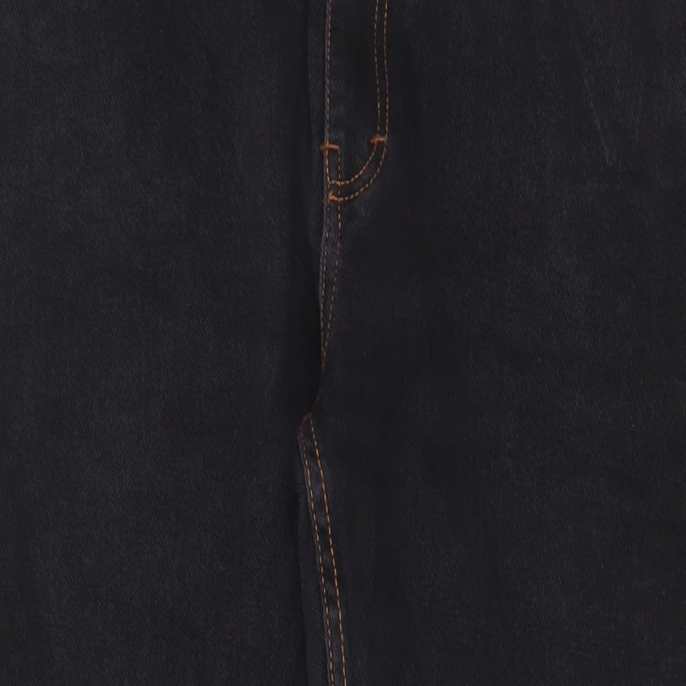 STEALTH Womens Black Cotton Straight Jeans Size 36 in L29 in Regular Zip - Short Leg