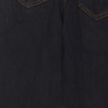 STEALTH Womens Black Cotton Straight Jeans Size 36 in L29 in Regular Zip - Short Leg