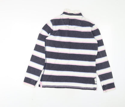 Crew Clothing Womens Multicoloured Striped Cotton Pullover Sweatshirt Size 8 Button - Embroidered