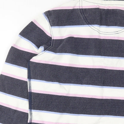 Crew Clothing Womens Multicoloured Striped Cotton Pullover Sweatshirt Size 8 Button - Embroidered