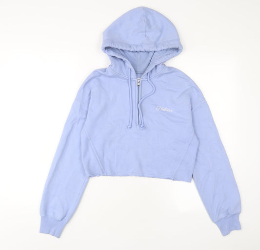 Hollister Womens Purple Cotton Pullover Hoodie Size 2XS Zip - Embroidered, Logo