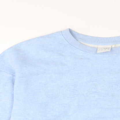 USA Pro Womens Blue Cotton Pullover Sweatshirt Size 14 Pullover - Logo, Embroidered