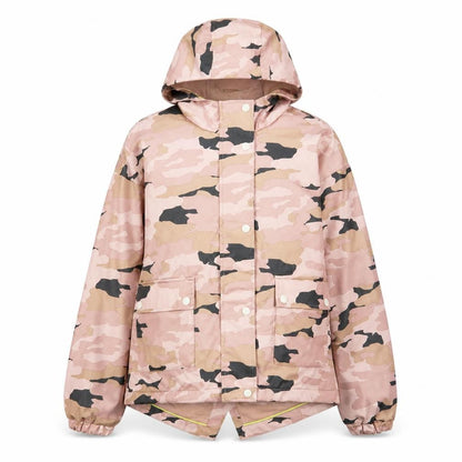 Front view of Marks & Spencer girls’ pink camouflage basic coat coat, size 12-13, years zip
