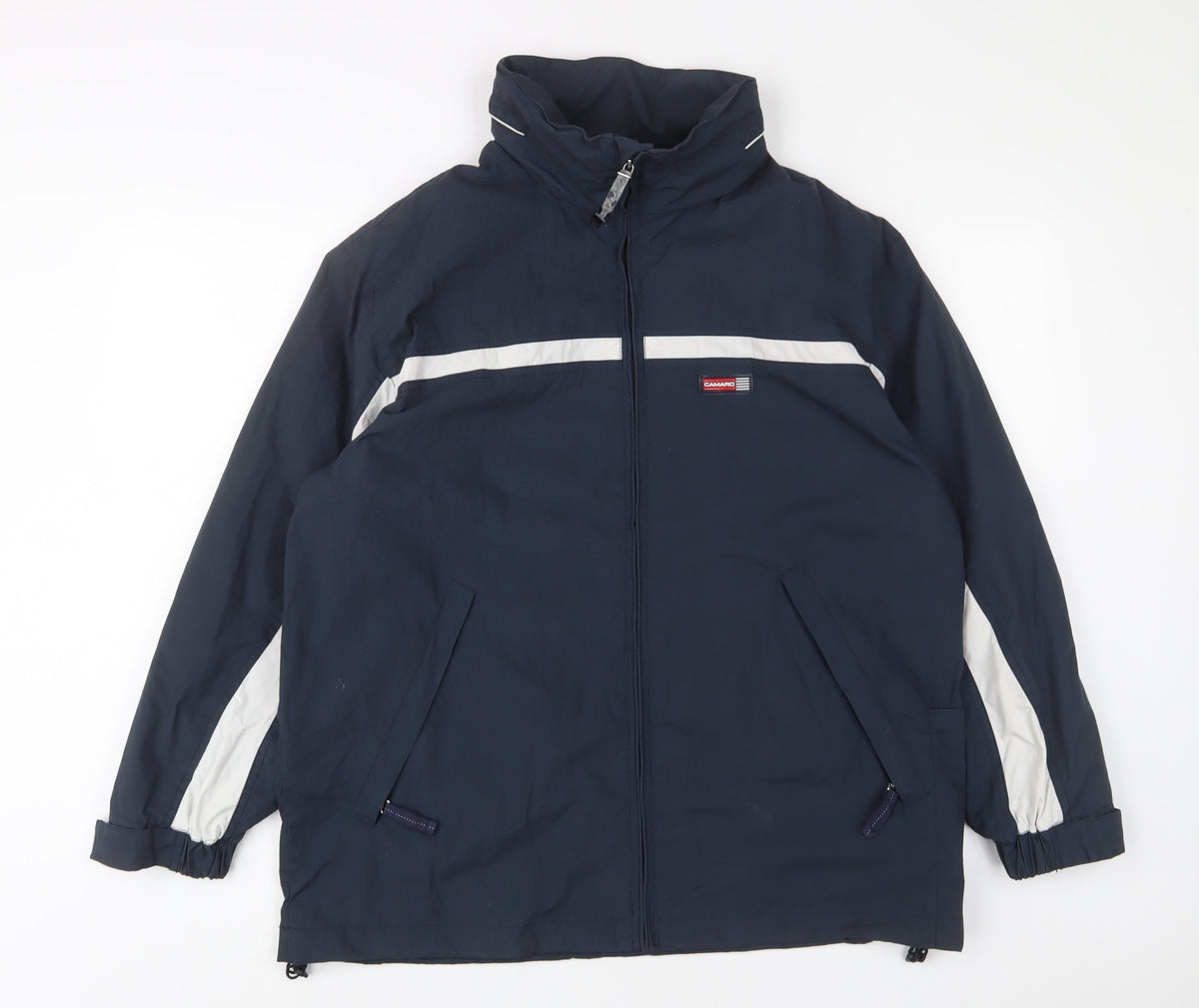 Additional front view of Camaro boys’ blue jacket, size 14, years zip - zip pockets