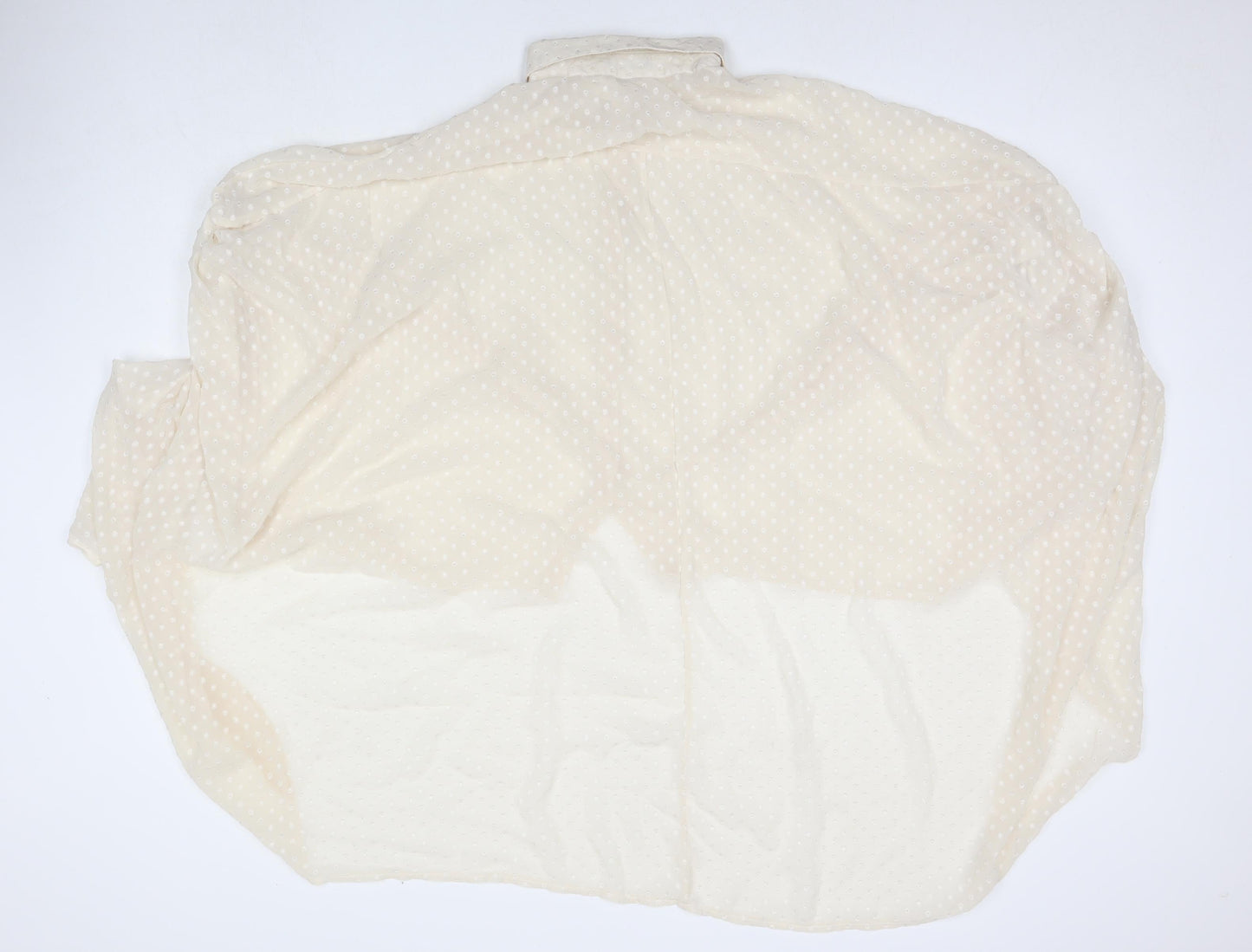 Boohoo Womens Beige Polka Dot Polyester Basic Button-Up Size 10 Collared