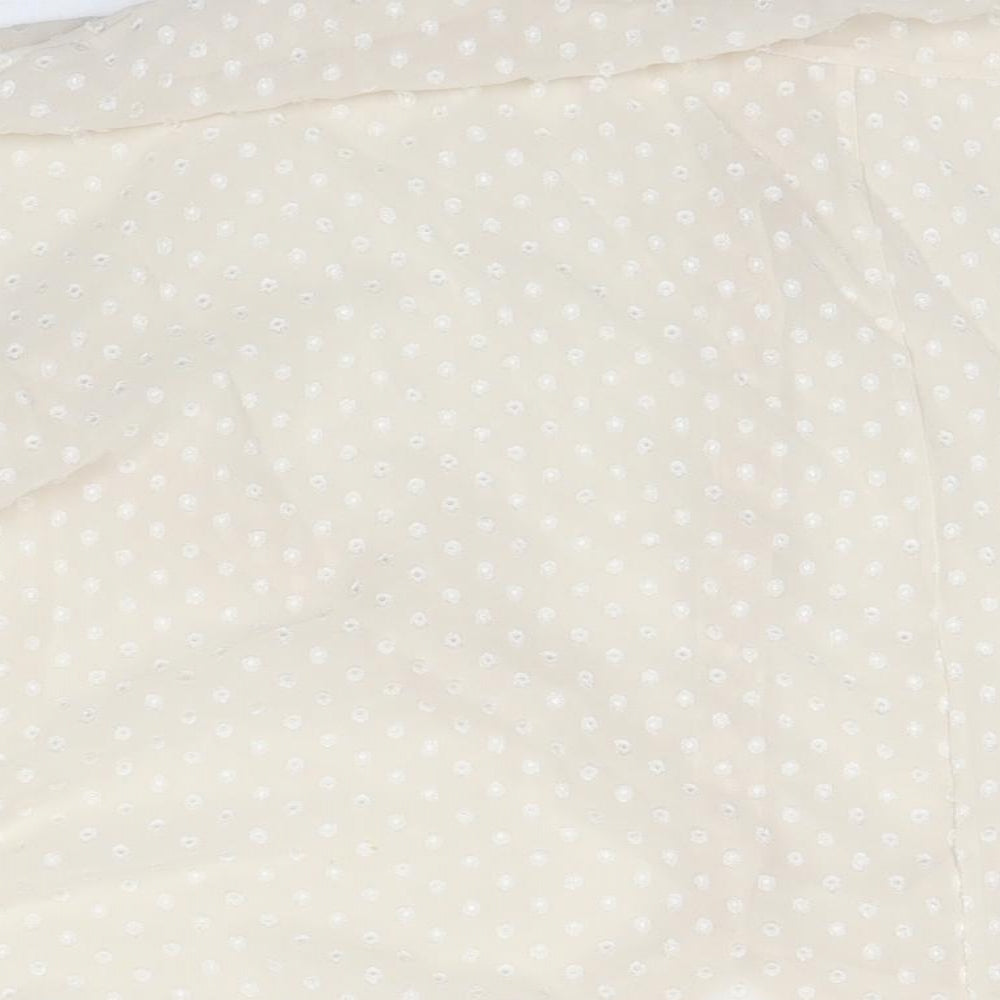 Boohoo Womens Beige Polka Dot Polyester Basic Button-Up Size 10 Collared