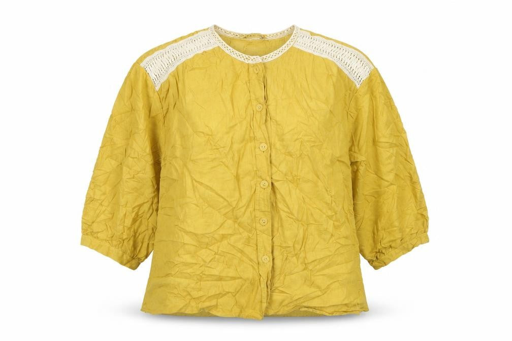 Womens UK Size L Zara Yellow Basic Button-Up