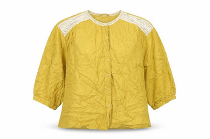 Womens UK Size L Zara Yellow Basic Button-Up