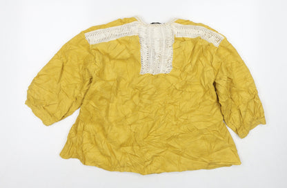 Womens UK Size L Zara Yellow Basic Button-Up